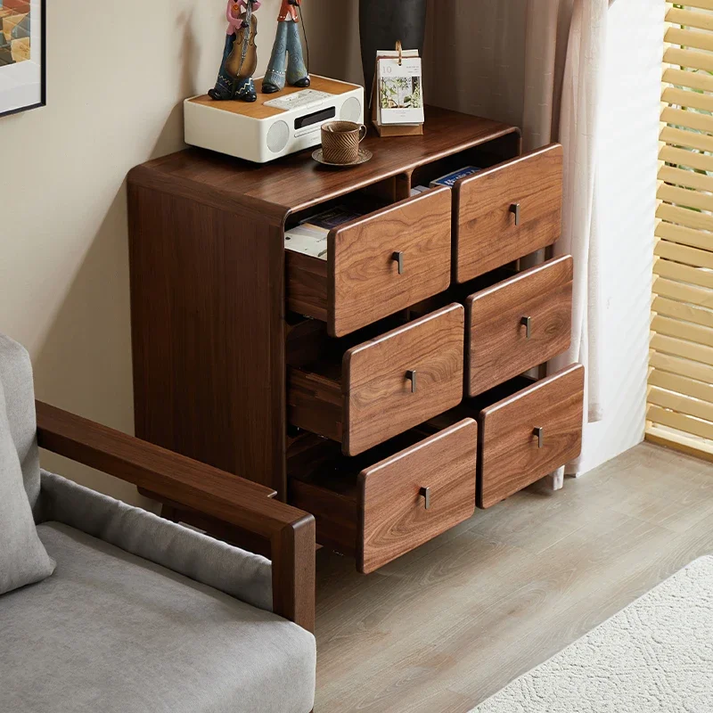 

North American black walnut solid wood chest of drawers home storage cabinet chest of drawers bedroom bed end storage cabinet