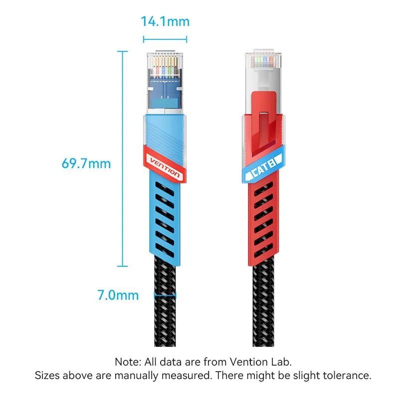 Vention CAT8 Ethernet Game Cable 40Gbps 2000MHz CAT 8 Networking Cotton Braided Internet Lan Cord for PC PS4 Modem Router RJ45