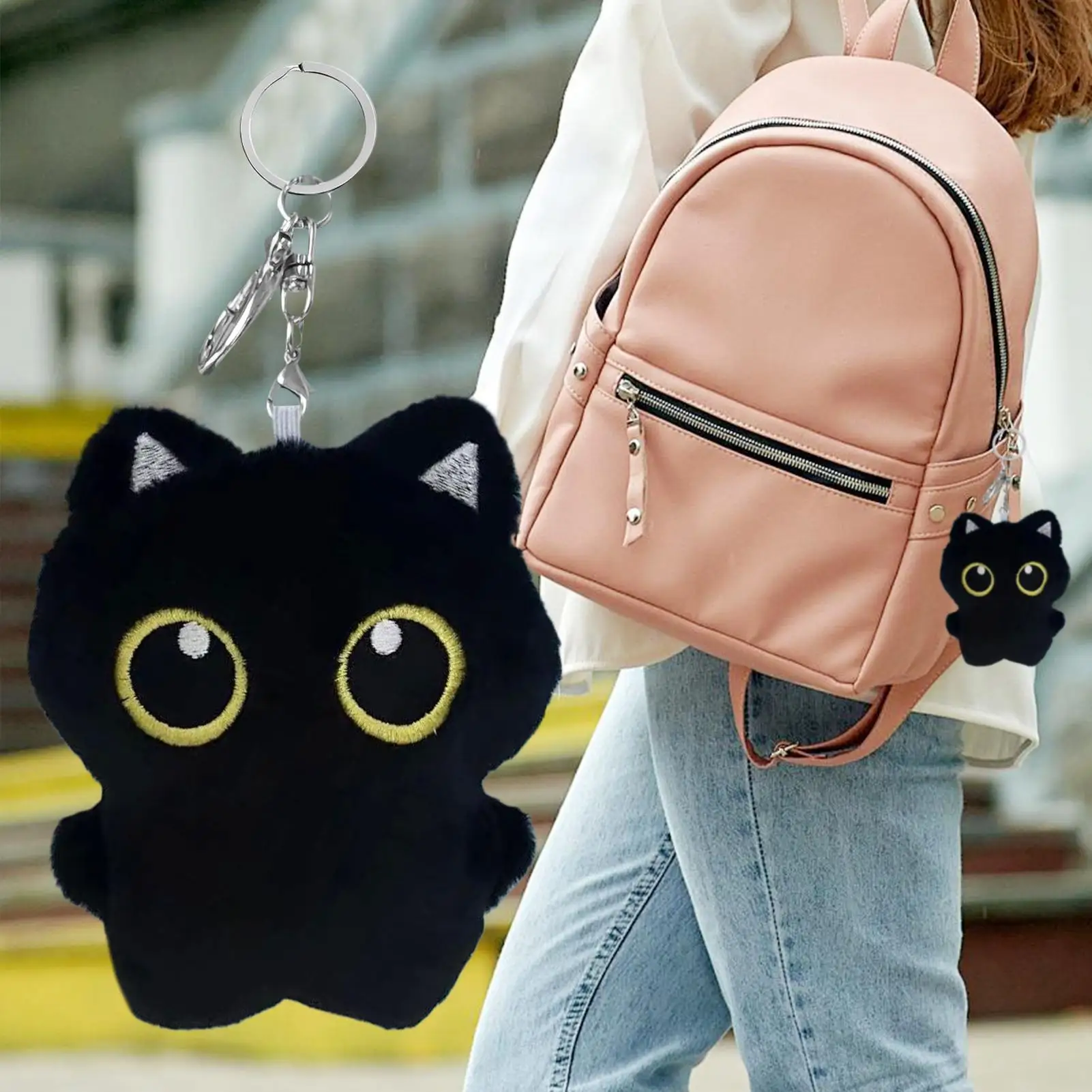 ぬいぐるみ猫ペンダントポータブルバックパックペンダント人形ぬいぐるみぬいぐるみキーアクセサリーバックパック装飾旅行男の子女の子