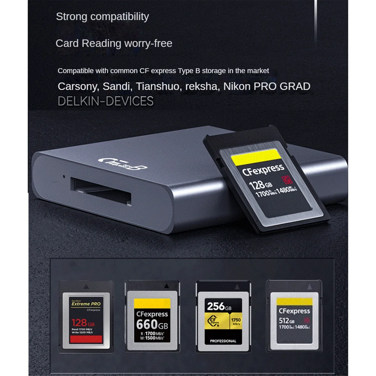 Verbeterde CFexpress Type B-kaartlezer USB3.1 Type B CFexpress-kaartlezer