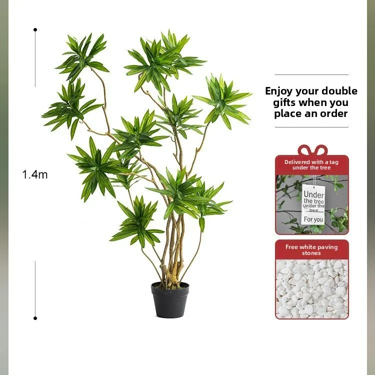 Lily Bamboo Simulation Green Plant Large Indoor Bionic GreenFalse Potted Plant Simulation  Bonsai