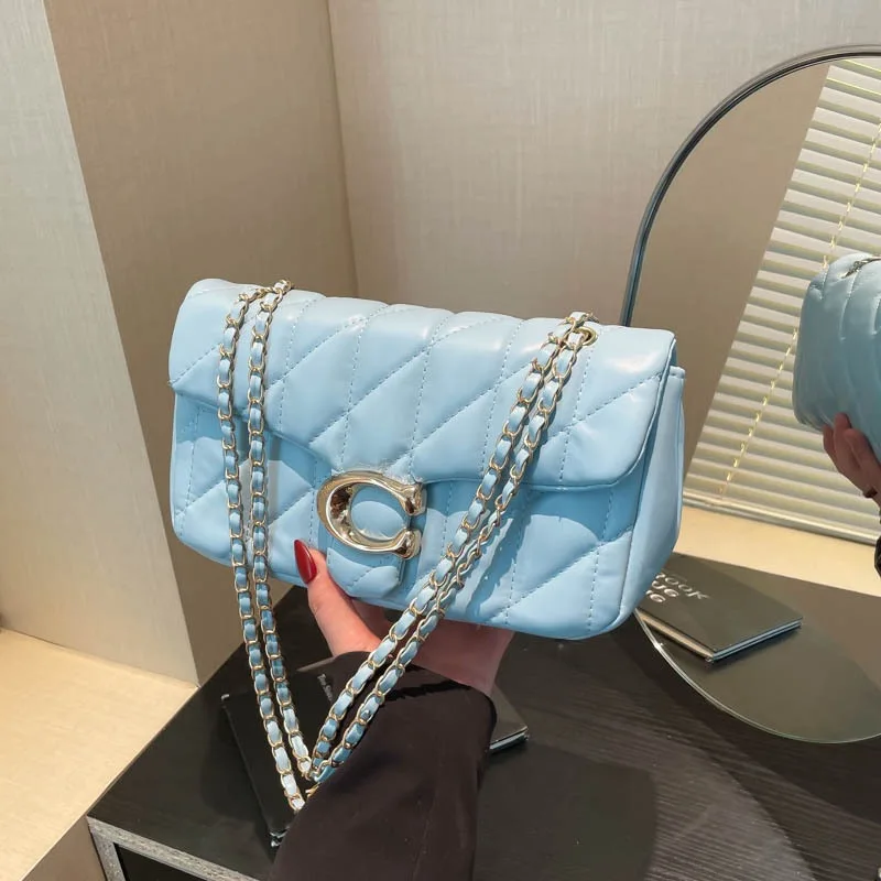 

New Women's Crossbody Bag, Women's Bag, Diamond Grid Embroidered Thread Shoulder Bag, Fashionable Underarm Small Square Bag