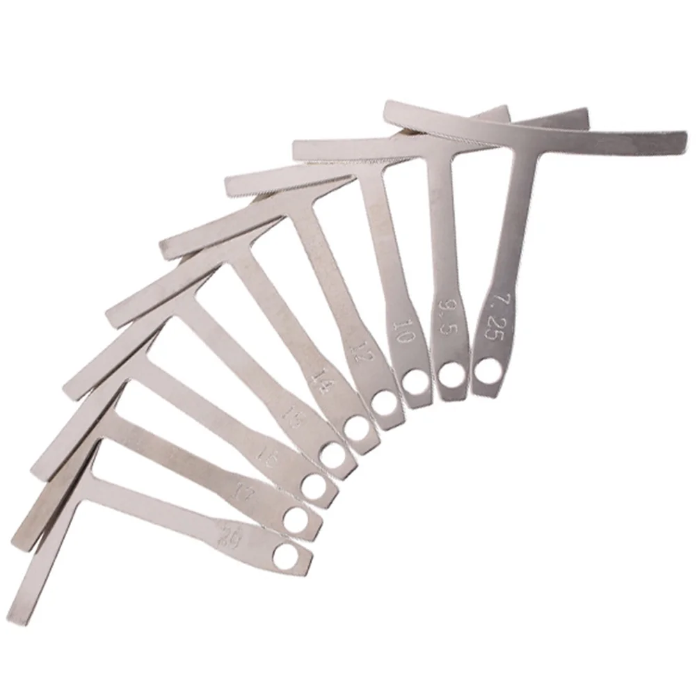 9pcs One Set Guitar T Shaped Measuring Calipers Adjustment  Stainless Steel Guitar Neck Fingerboard Wire Radian Ruler