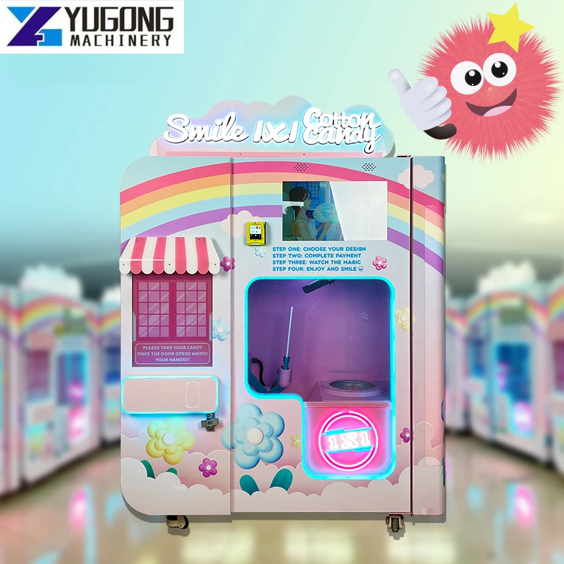 Intelligent Candy Flower Floss Vending Making Machine Robot Business Automatic Cotton Candy Machine with Super Touch Advertising