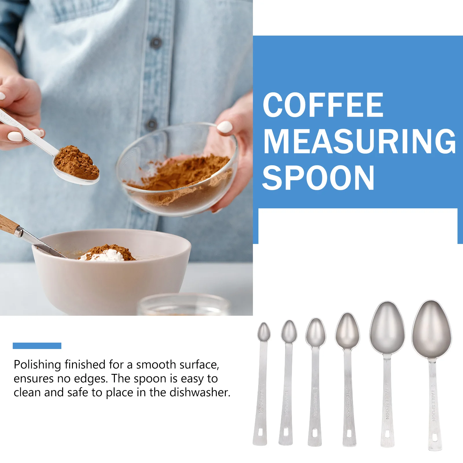 

Stainless Steel Measuring Spoons Cups Coffee Kitchen Utensil Silver Scoops Spoon Set Portable Milk Powder Flour Creamers