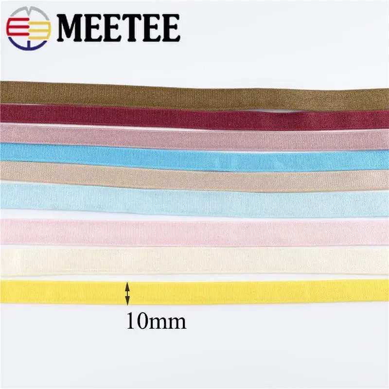 10/20/50Meter 10mm Color Nylon Spandex Elastic Bands Bra Shoulder Strap Elasticity Trim Underwear Belt DIY Sewing Accessory