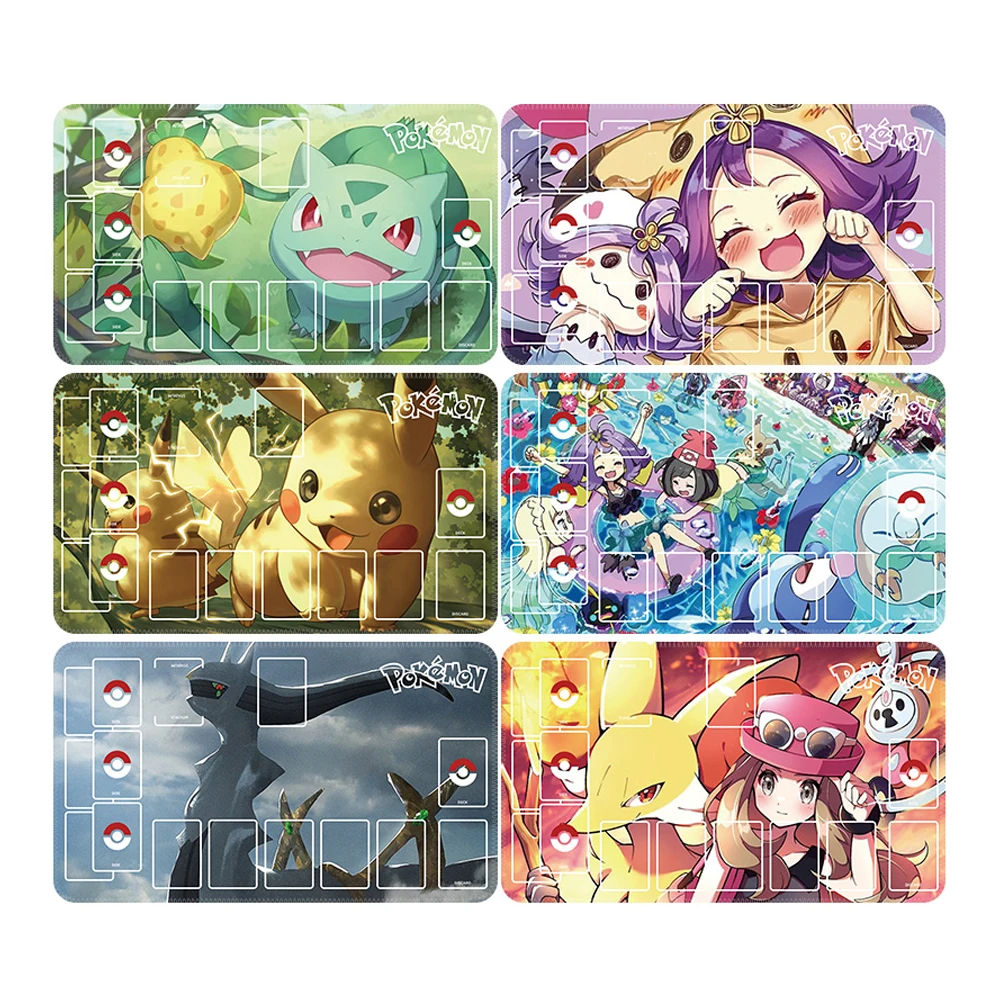 60X35Cm New Cartoon Pokemon Bulbasaur Lucario Ptcg Battle Card Table Mat Pikachu Cool Single Player Battle Board Game Mat Gift