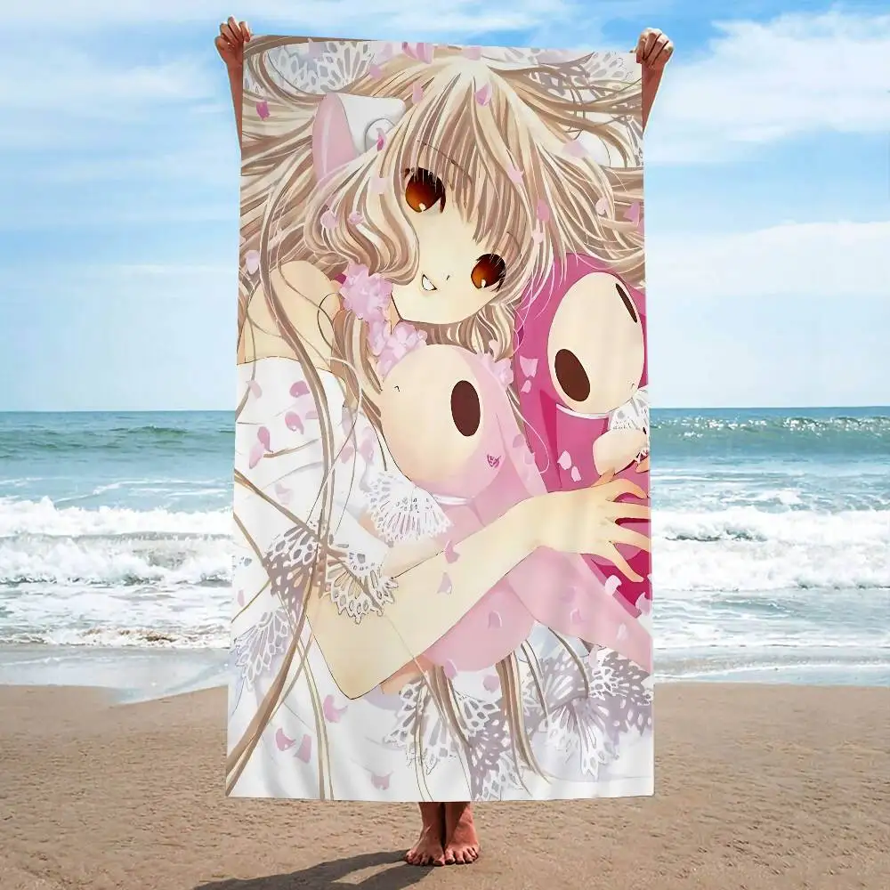 Cute Anime C-Chobits Cartoon Bath Towel Microfiber Soft Water Absorbing Breathable For Girl Kids Decorative Cartoon Beach Towel