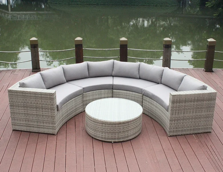 L shape Design rattan wicker sofa set modular modern garden sectional furniture outdoor furniture