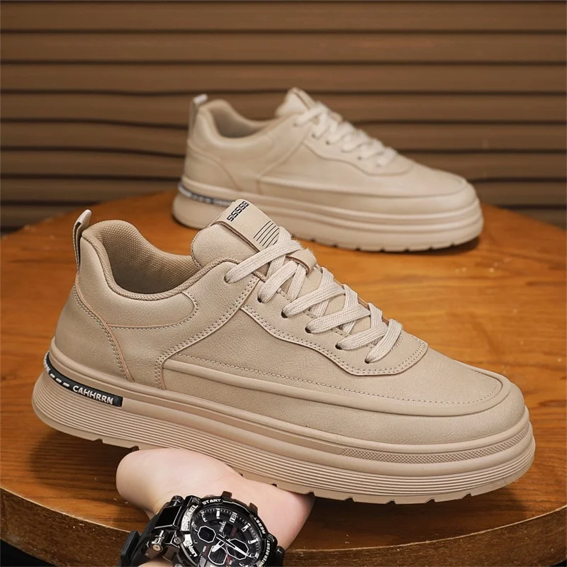 

Man Casual Shoes 2025 Autumn Hot Sale Anti Slip Leather Footwear Fashion Outdoor Sports Sneakers Wear-resistant Solid Color Mens