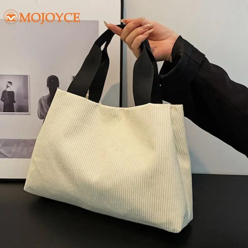 2023 Trend Corduroy Handbag Large Capacity Female Armpit Purses Solid Color Casual Tote Bag Simple Korean Shoulder Bag for Women