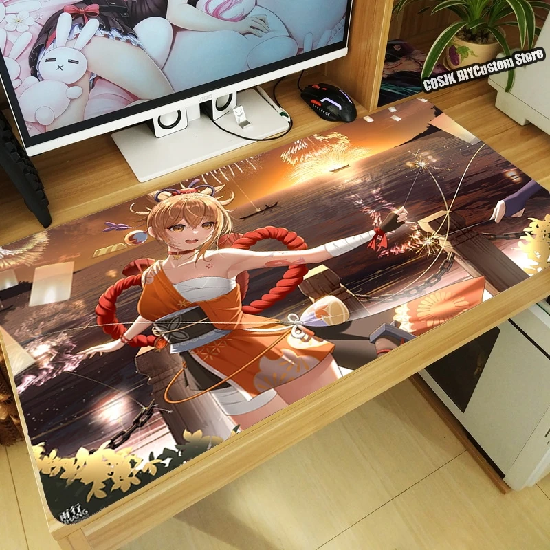 HOT Anime Game Genshin Impact Sayu Yoimiya Mouse Pad Large Non-slip Keyboard Desk Mat Computer Mousepad Gaming Accessories