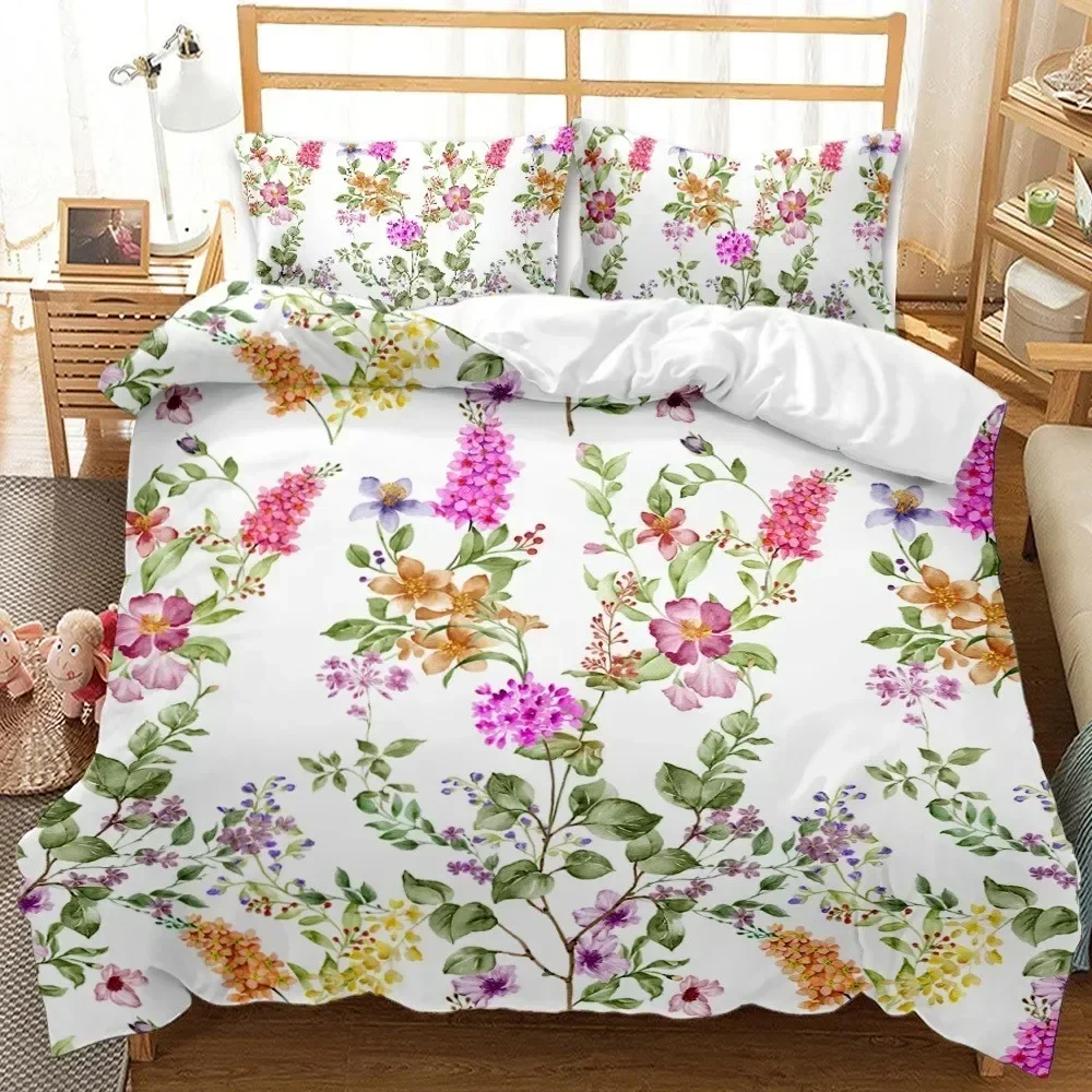 Spring Flowers Tulip Bedding Set Morning Glory Pink Rose Bed Linen Double Queen King Twin Full Size Women Girls Duvet Cover Gift