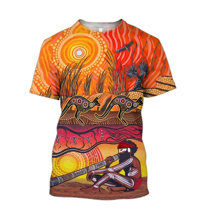 Fashion Men's T Shirt Australian Indigenous Style Graphics Print Short Sleeve T Shirts Harajuku Personality Street Trend Tee Top