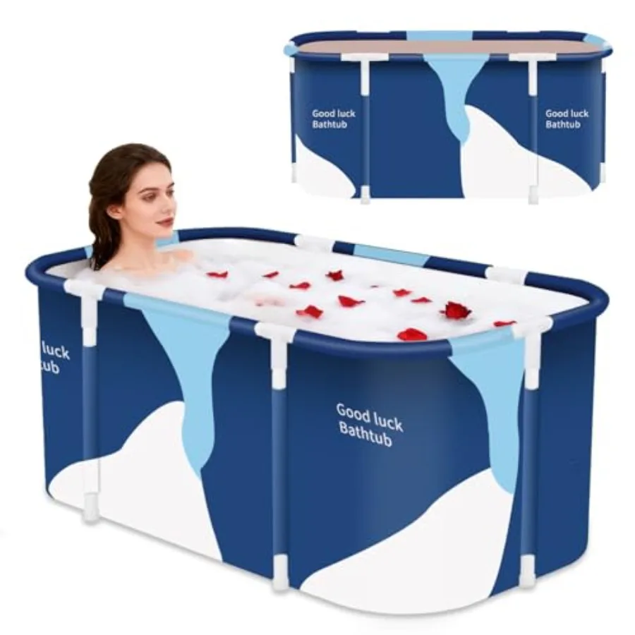 

Porble Foldable BatubFoldable SoakinBatub for Adults FreandinBatubs Hot Ba Tub Ice Ba Family Baroom SPA Tub 47.29.7x2.7h Milk