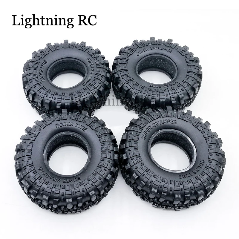 

4 Pcs 1/10 RC Rock Crawler 1.9 Inch Rubber Tires & Plastic Wheel Rim Set for Axial SCX10 Tamiya CC01 D90 TF2