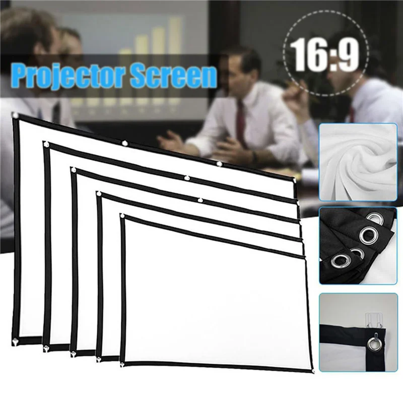 Sales Portable Projector Screen for Home Theater Outdoor HD White Foldable Anti-Crease (72Inch)