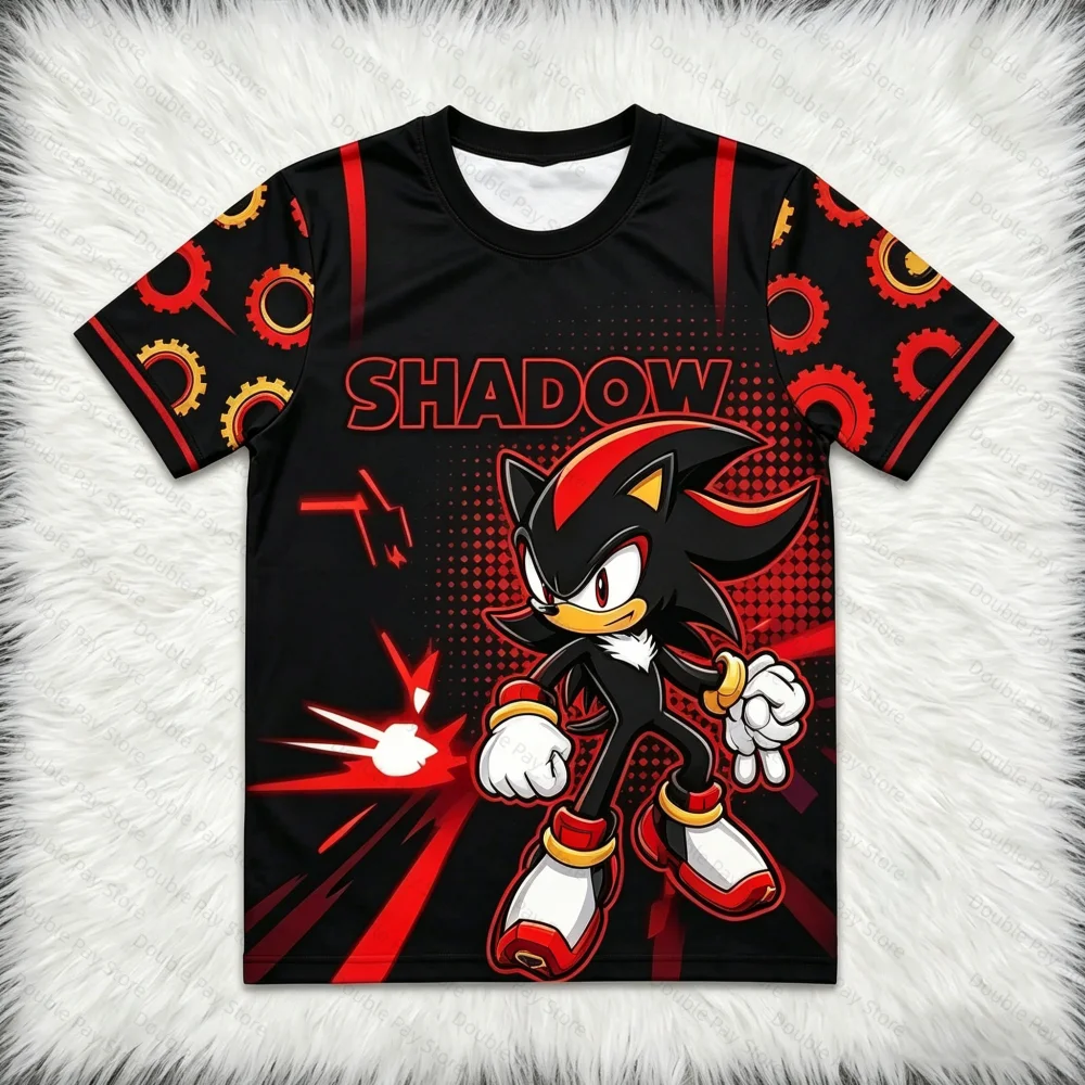 Sonic 3D printed T-shirt, children's cartoon pattern short-sleeved, comfortable and breathable, men's summer leisure sports
