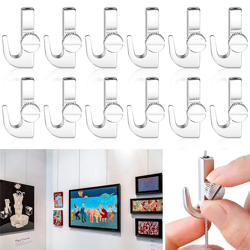 ABDJ- Ganci regolabili da 12 pezzi per quadri per sistema di sospensione su rotaia per quadri per forniture di cancelleria per esposizioni