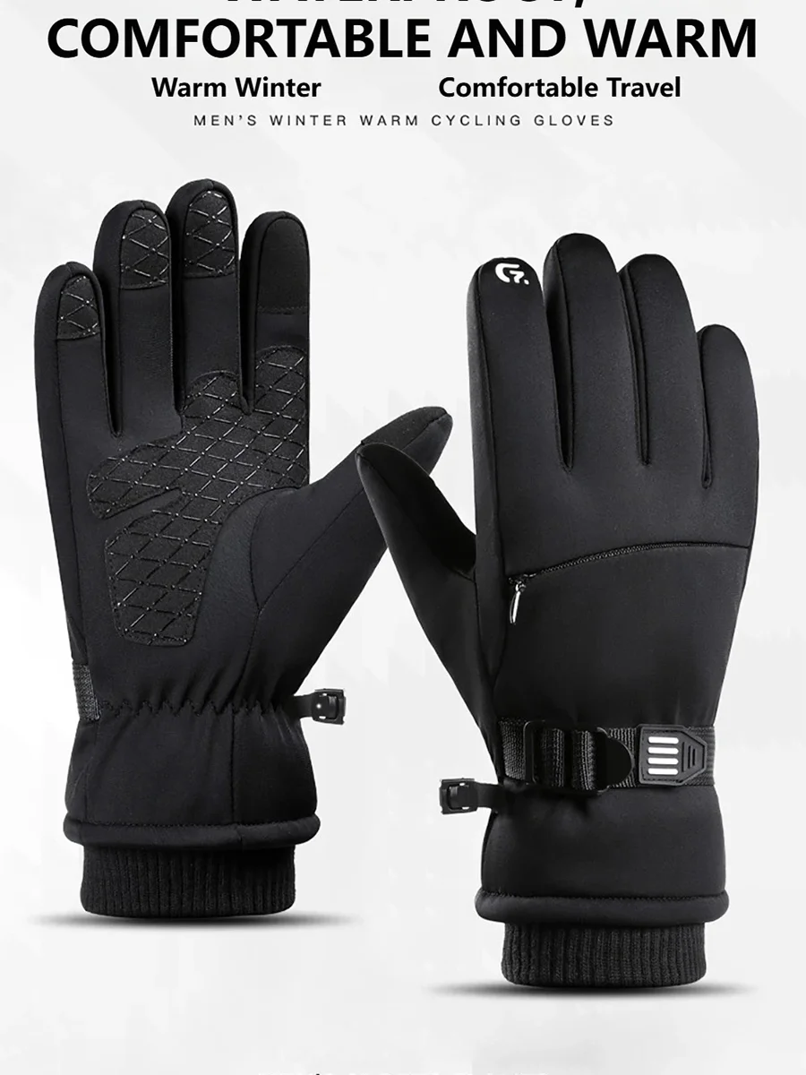 AliExpress Winter Outdoor Cycling Warm Full Finger Gloves Men Waterproof Touch Screen Skiing Sport Gloves 3-layer Thick Cold Resistant Warm