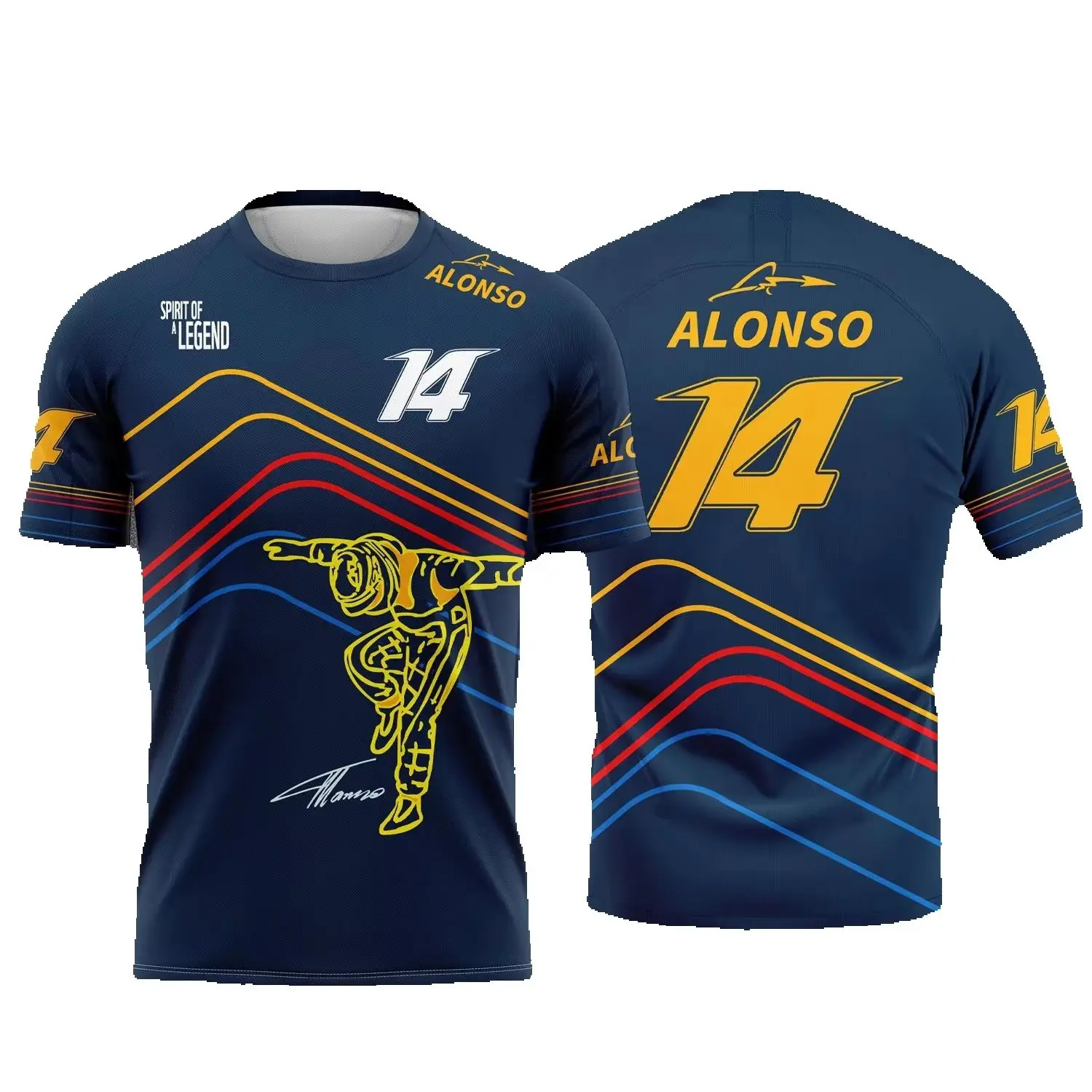 AliExpress NONE 2026 Fernando Alonso #14 Fan T Shirt El Nano Racing Driver 3D Print Graphic Tee Unisex Summer Casual Top Cycling Activewear