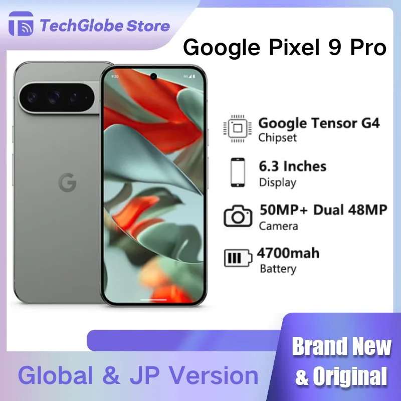 جوجل بيكسل 9 برو 9 برو 16 جيجابايت رام 128 جيجابايت 256 جيجابايت روم 6.3 بوصة OLED NFC ثماني النواة جوجل Tensor G4 غير مقفلة 5G IP68 الأصلي المحمول