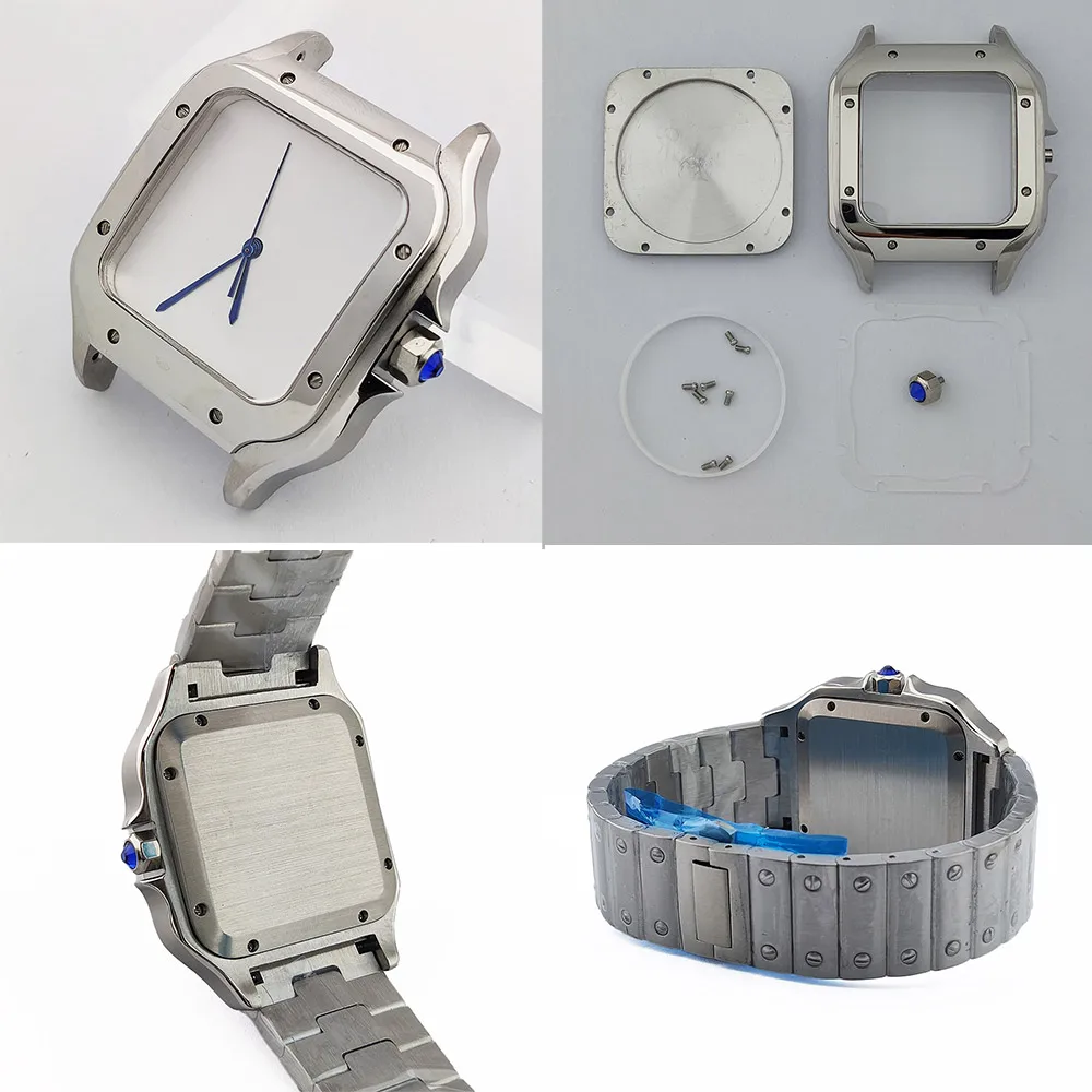 

Квадратный корпус NH35, 38 мм, серебряные детали из нержавеющей стали для модификации SKX, аксессуары, подходят для циферблата NH35, циферблат 27 мм, механизм NH36