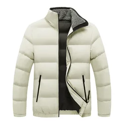 Veste d'hiver pour hommes avec col en laine sans chapeau, Parkas en coton, Manteau Tralike pour hommes, Optique Parka chaude M-4XL