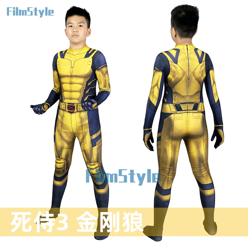 Men Boys Wolverine Cosplay Costume Jumpsuit Superhero Party Halloween Wolverine Bodysuit Zentai for Audlt boys Asian Size