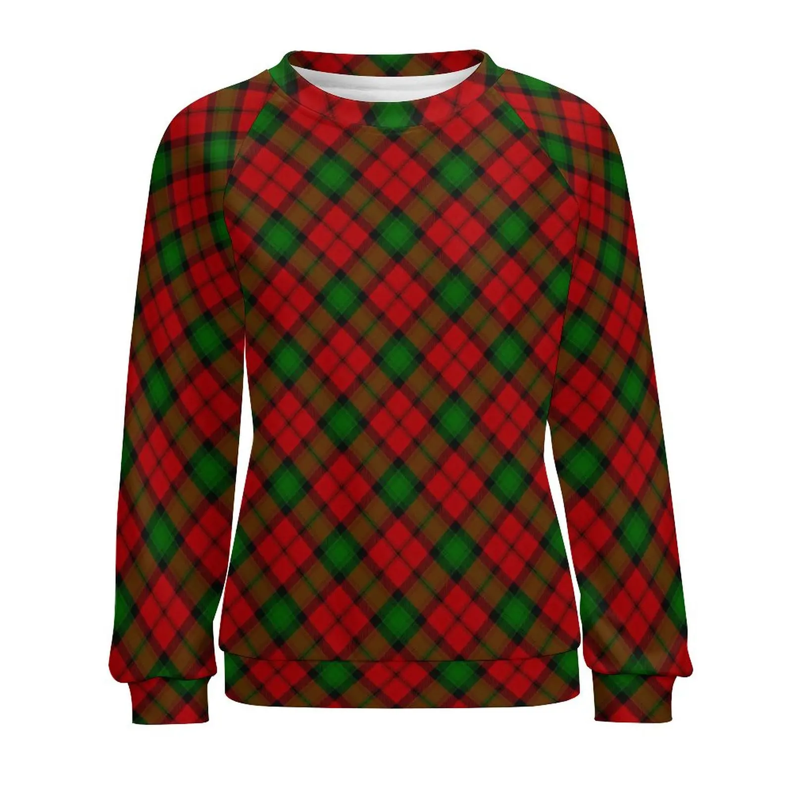 Green Red Plaid Hoodies Checkerboard Harajuku Oversized Hoodie Ladies Long Sleeve Elegant Design Casual Sweatshirts