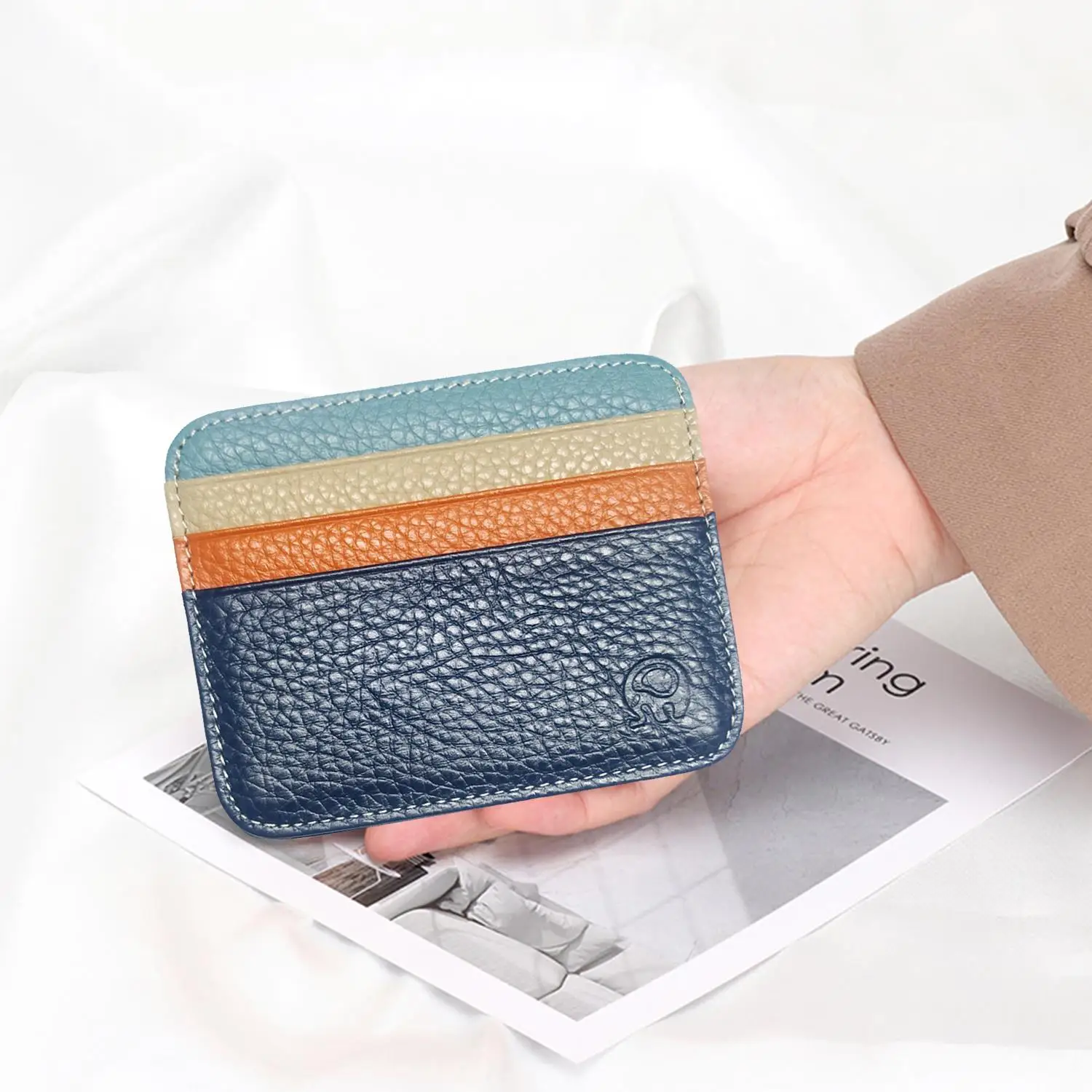 

Genuine Leather Card Holder - Thin Wallet for ID/Bank/Credit Cards, Compact Cash & Bus Card Case