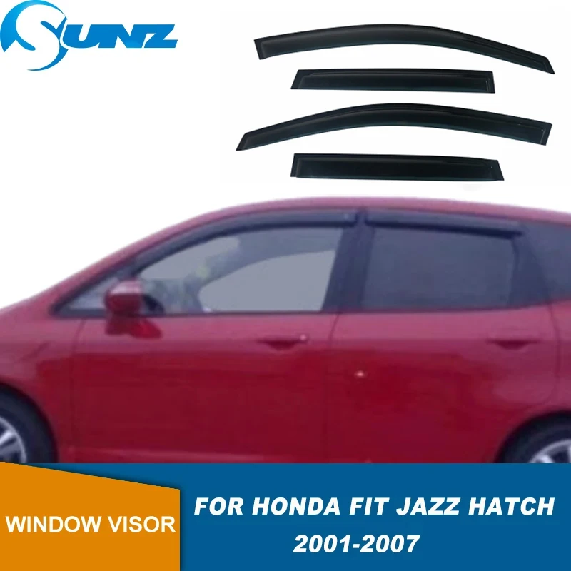 Car Window Visors For Honda Fit Jazz Hatch GD3 2001 2002 2003 2004 2005 2006 2007 Auto Deflector Awing Trim Sun Windshield Rain