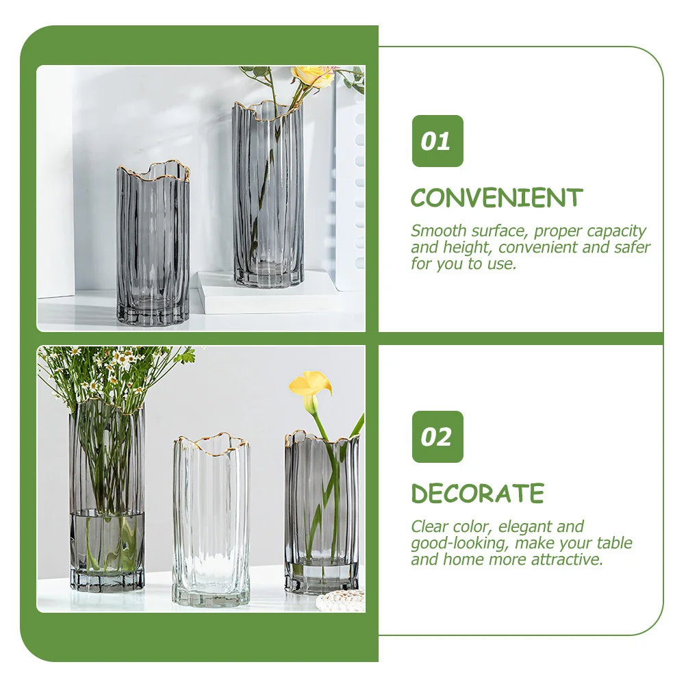 

Glass Flower Vase Decorative Flat Bottom Hydroponics Desktop Bottle for Garden Plants Balcony Living Room Flower Container