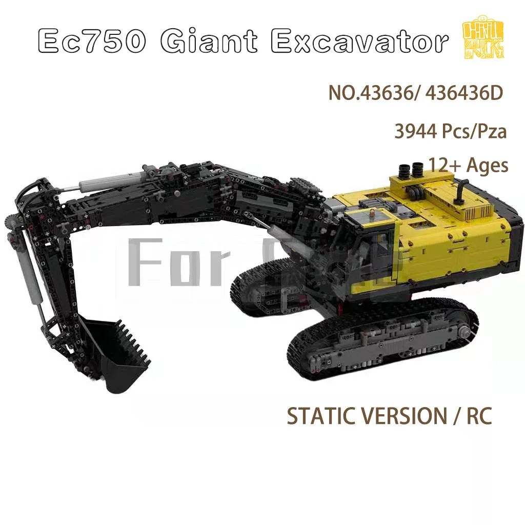 Moc-43636 Giant Excavator Three RC Model With PDF Drawings Building Blocks Bricks Kids DIY Toys Birthday Christmas Gifts