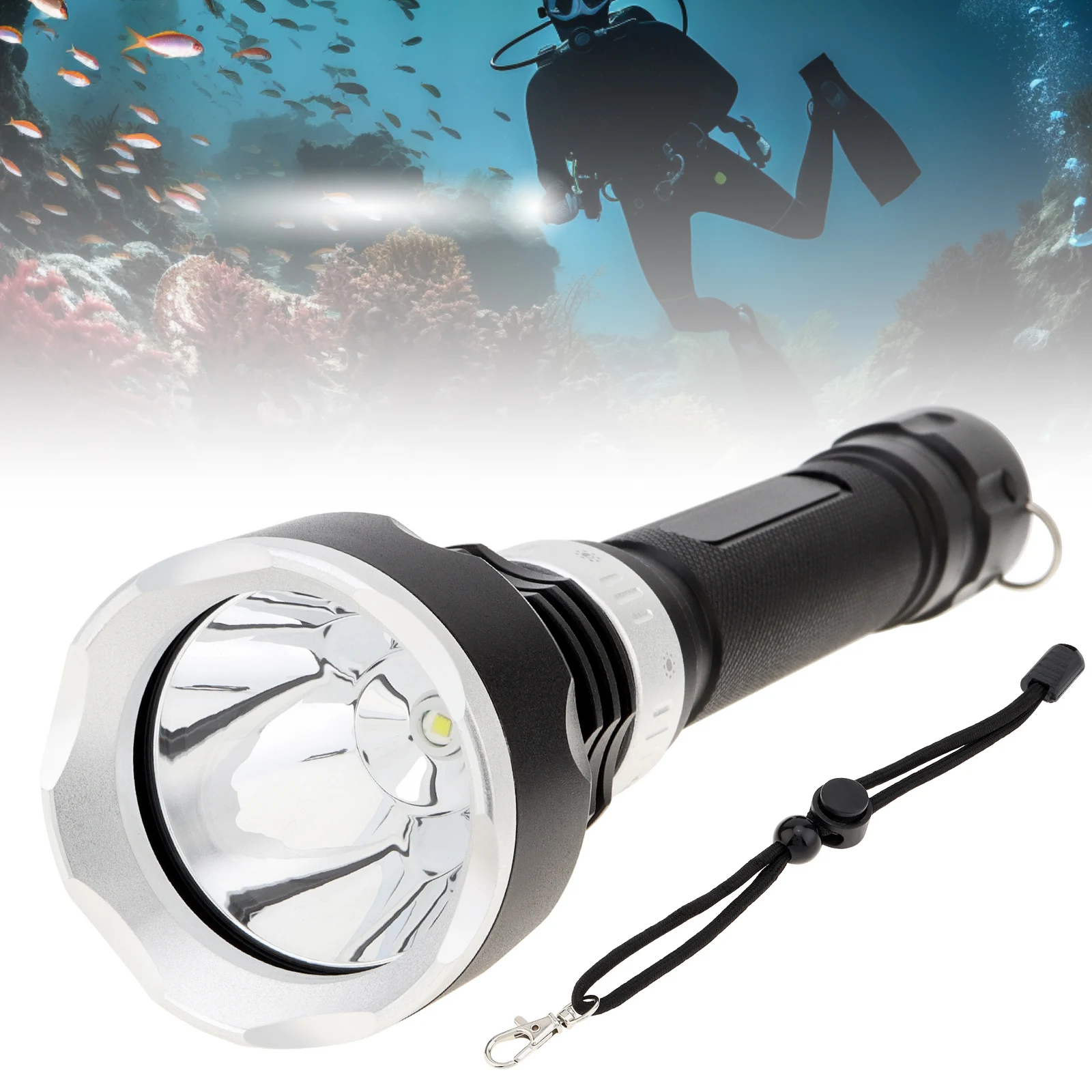 

1000LM Underwater 40M Diving Flashlight Support 18650 Rechargeable Batteries with Magnetic Switch Scuba Dive Torch