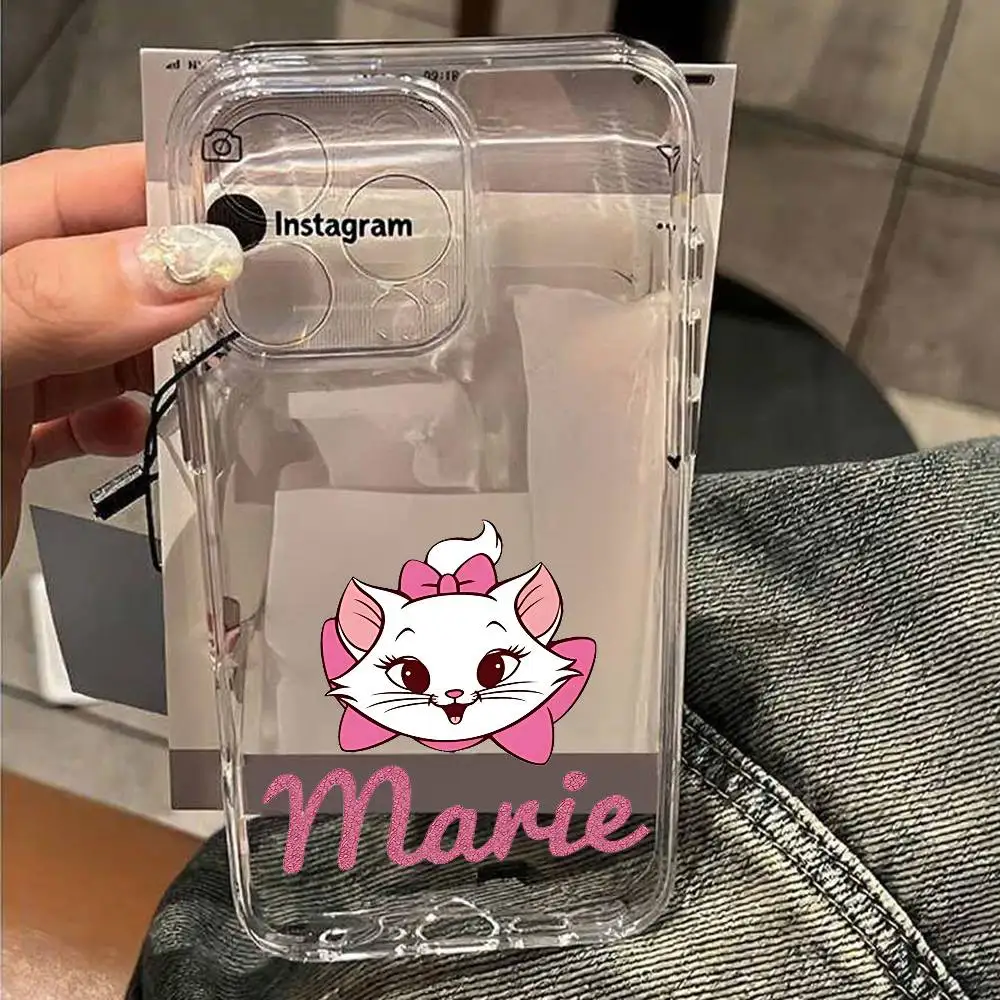 حافظة هاتف M-Marie Cat لهاتف آيفون 17/16/15/11/13/14 Pro Max Plus/X/Xr/Xs Max/12 mini - غطاء شفاف شفاف