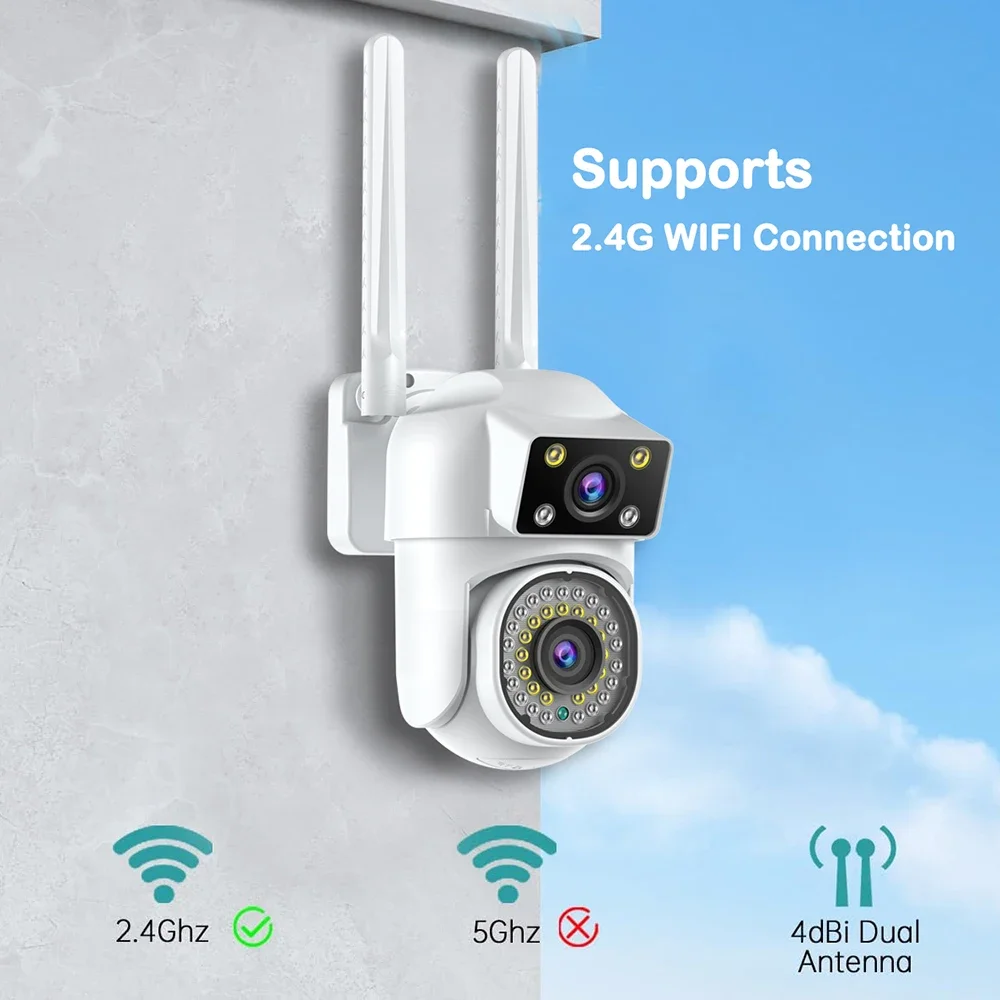 6MP Wireless WiFi Camera Dual Lens Outdoor Surveillance camera AI Track Human Detect IP Security Camera Two Way Audio 390 Eyes