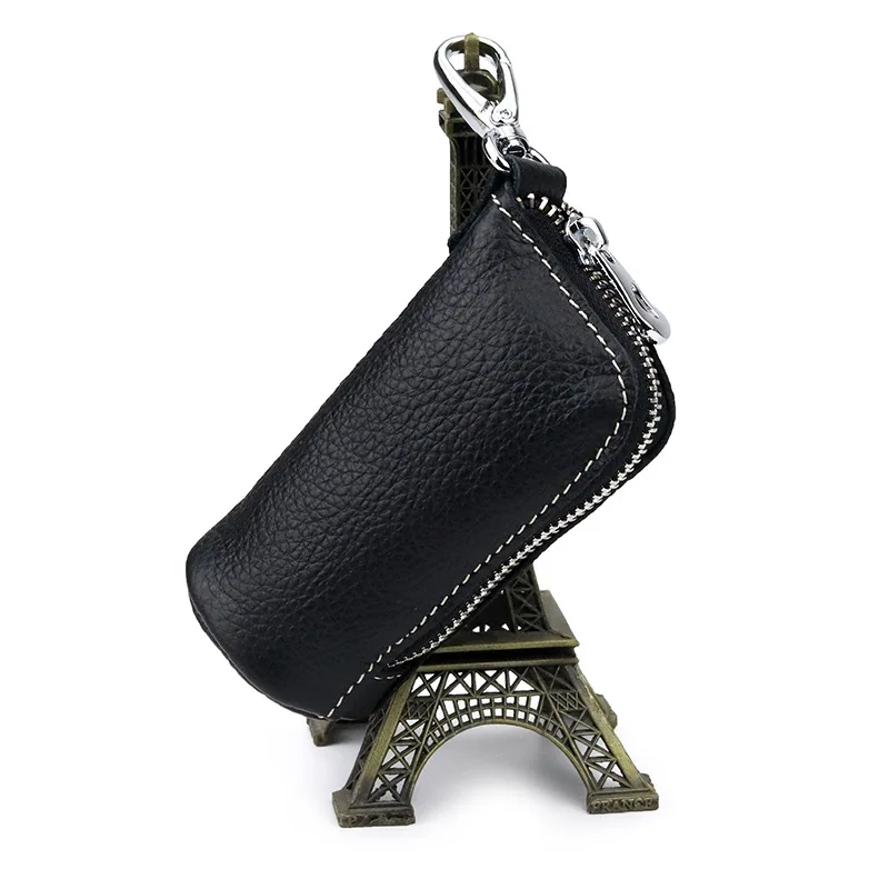 First Layer Cowhide Car Key Bag Mini Home Key Bag Cylinder Women's Compact Remote Control Key Case Multifunctional Soft Leather