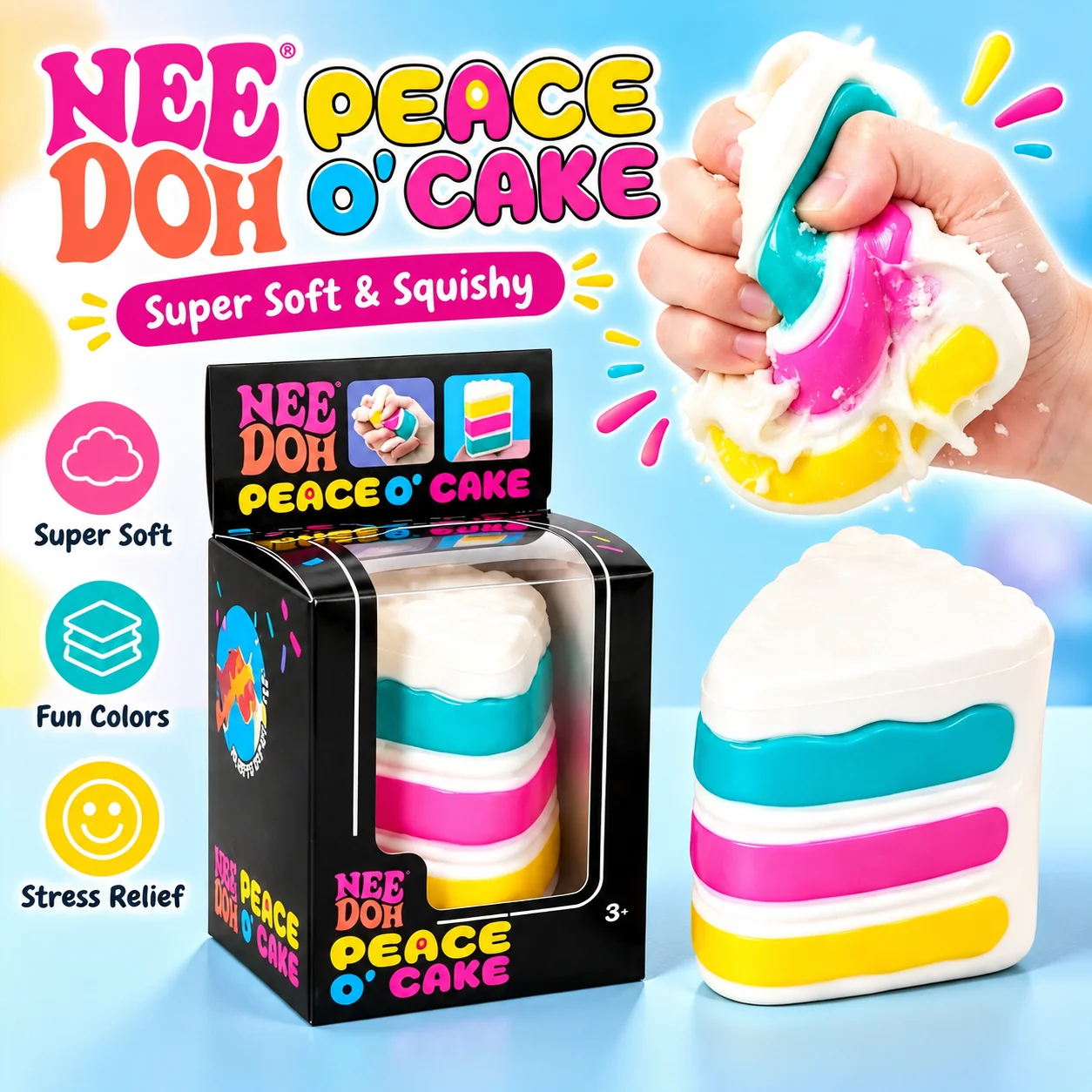 2026 Hot NeeDoh Peace Cake Squeeze Pinch Music Sensory Stress Relief Squeeze Toy for Office Adult Fidget Relaxing Fun