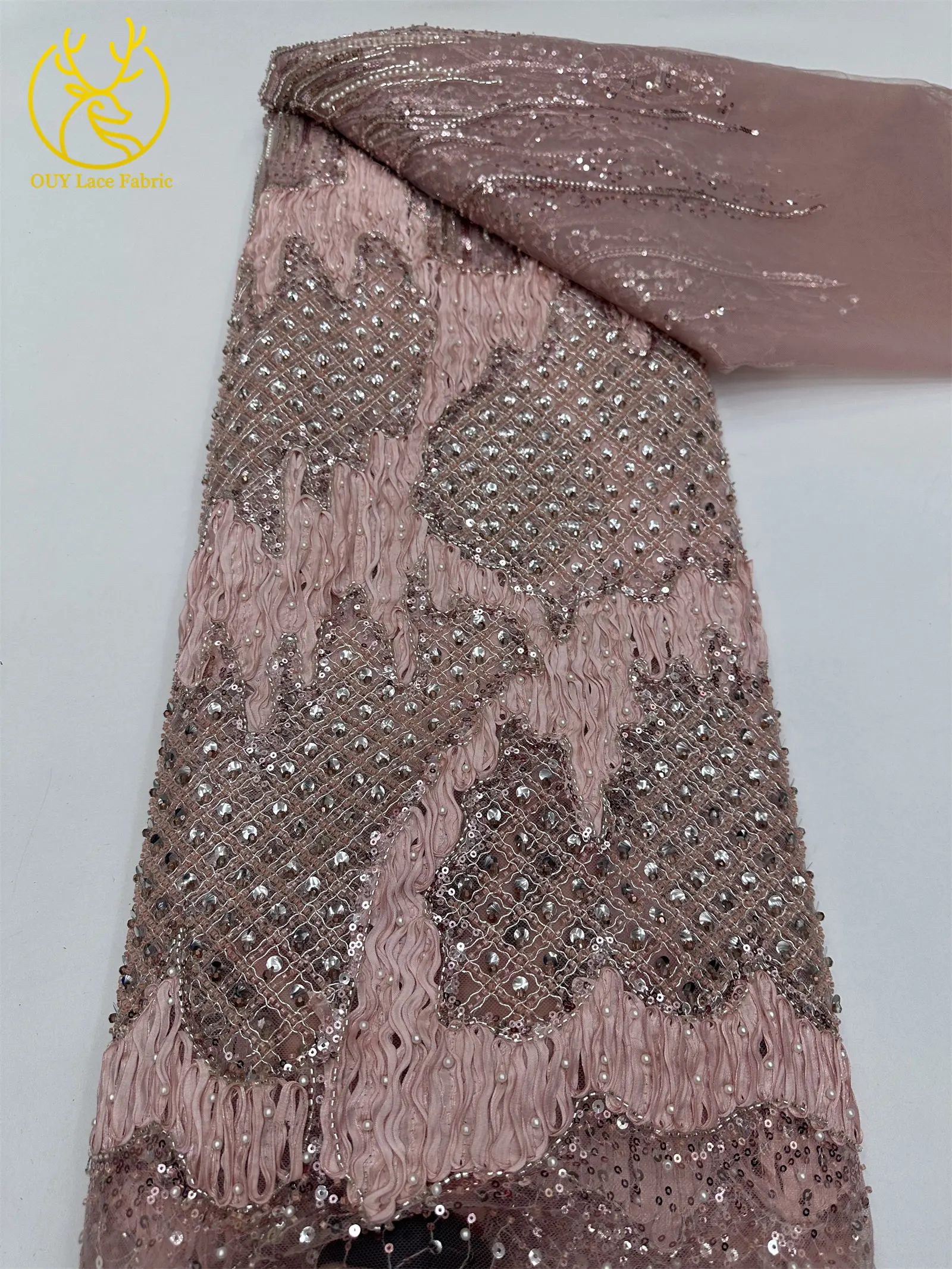 2026 Neues Design Französischer Perlen-Tüll-Spitzenstoff Weinrot Nigerianischer Afrikanischer Pailletten-Netzstoff für Abendkleider 5 Yards – Detail 22