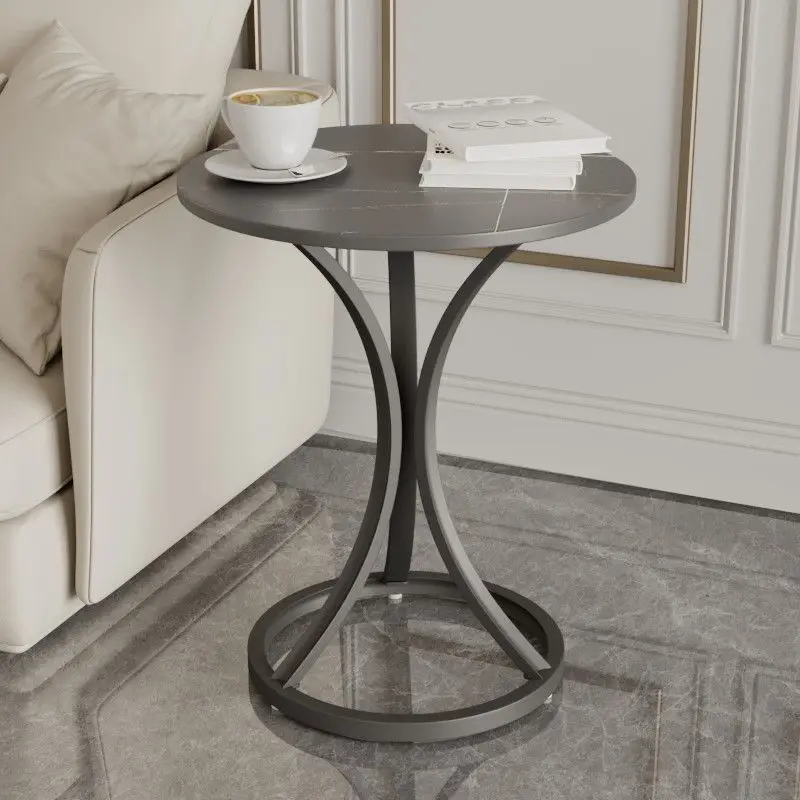 

Italian Slate Coffee Table Small Round Table Small Apartment Sofa Side Tables Bedroom Bedside Tables Rock Slate Iron Art Mesas