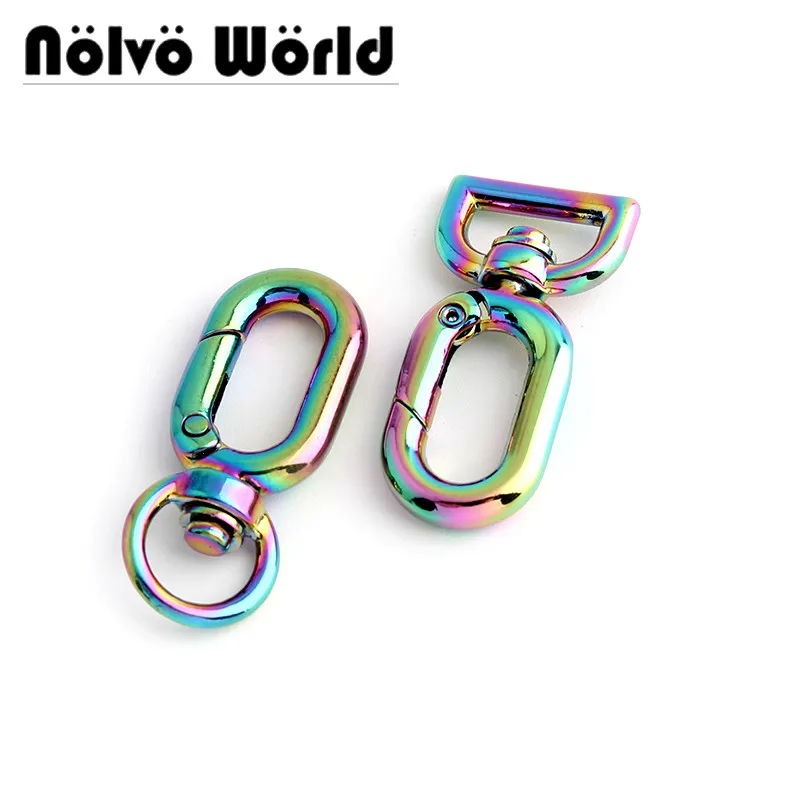 20-100pcs 10mm 12mm 2 sizes Rainbow Luggage hardware snap hook metal buckle metal lock buckle female strap buckle Bags