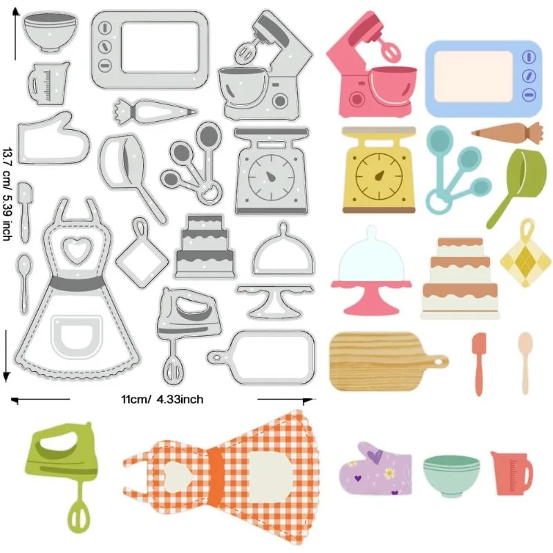 1pc Baking Tools Cutting Dies Kitchen Utensils Stencils Aprons Glove Decorative Embossing Stencils for Scrapbooking Photo Album