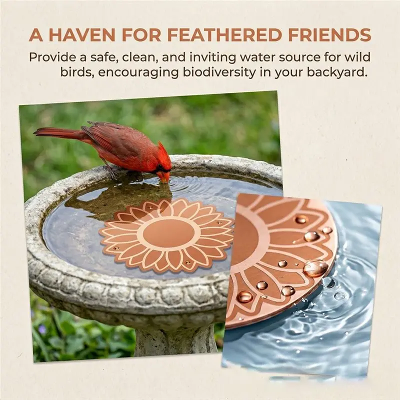 B23B For All-Season Outdoor Birdbath Bird Bath 3-Piece Copper Purification Disk Water Cleaner For Bird Baths, Bowls, Garden Foun
