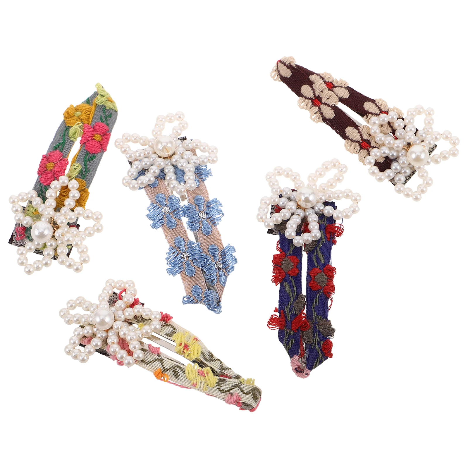 

5 Pcs Floral Hair Accessories for Women Bride Wedding Small Barrettes Wedding Bridal Accessories Hairpins Clamps Bangs Styling