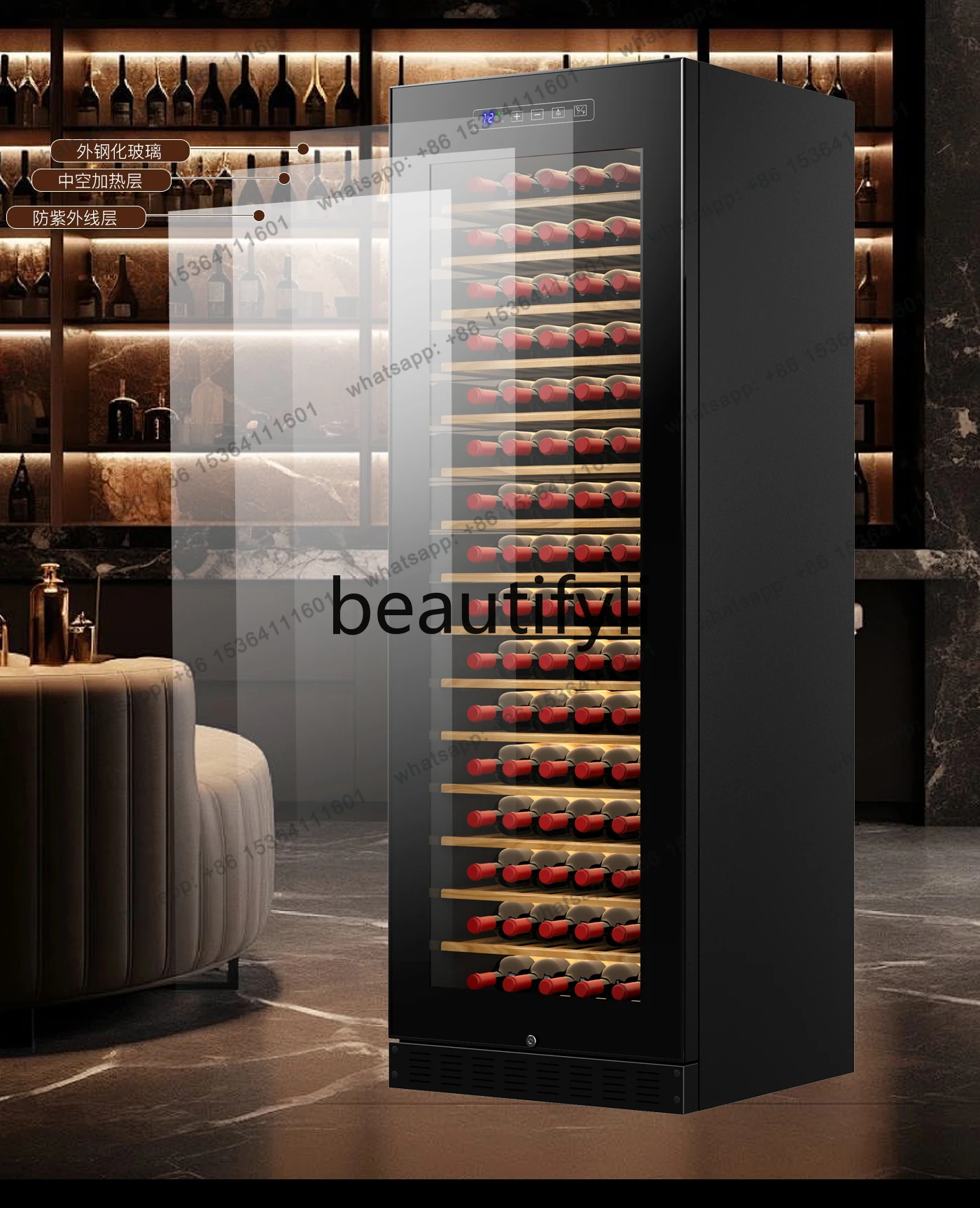 Four Seasons Constant Temperature Air Cooling Compressor Wine Cabinet Constant Temperature Hanging Cup Household Tea with Lock