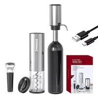 2024 New Design 4-in-1 Lithium Rechargeable Electric Bottle Wine Opener Set, Wine Aerator Pourer,Foil cutter,Wine stopper