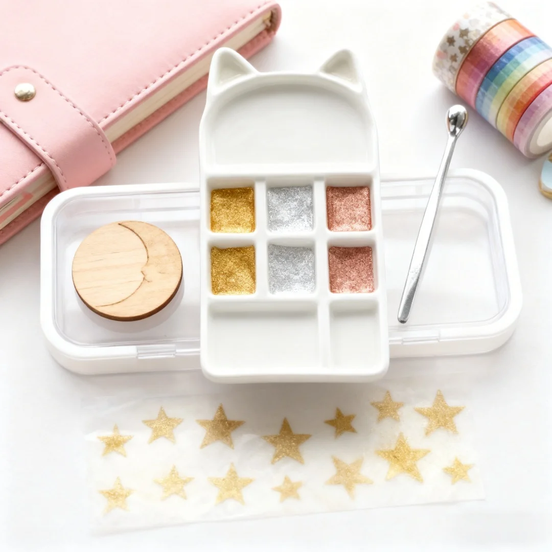 Cute Cat Shape Ceramic Watercolor Palette Multi-grid Pigment Tray Easy To Clean Watercolor/goupa Painting Art Supplies - Image 6