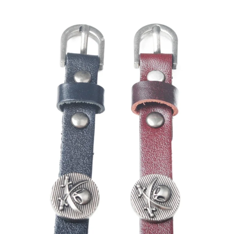 WOJIAER Leather Accessories Men's Silver Leather Wrist Adjustable Bracelets BC018
