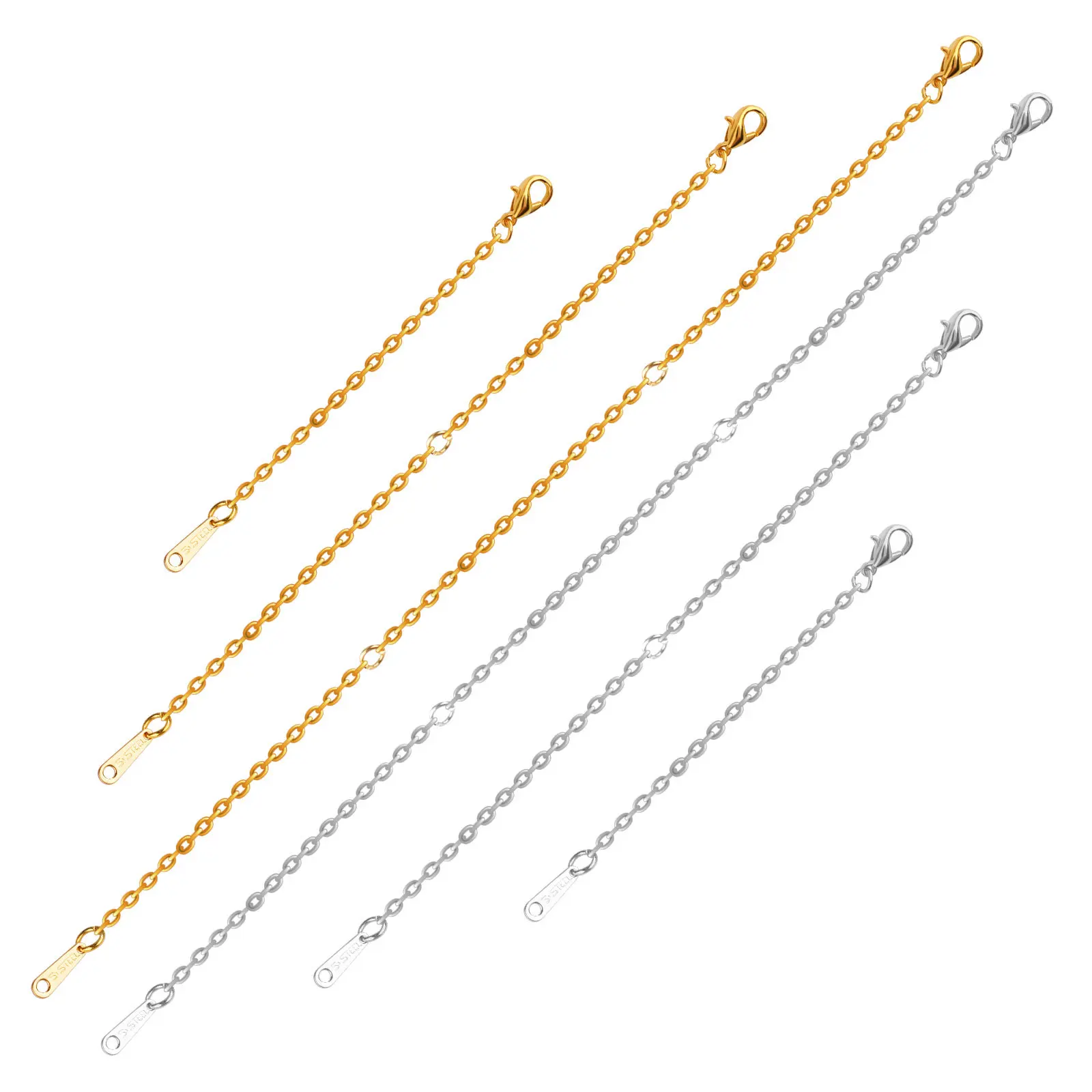 6Piece Pack Adjustable Chain Extender Set for Jewelry Making Gold/Silver Necklace and Bracele